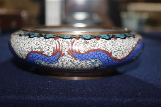 A Chinese cloisonne enamel bowl and a similar box